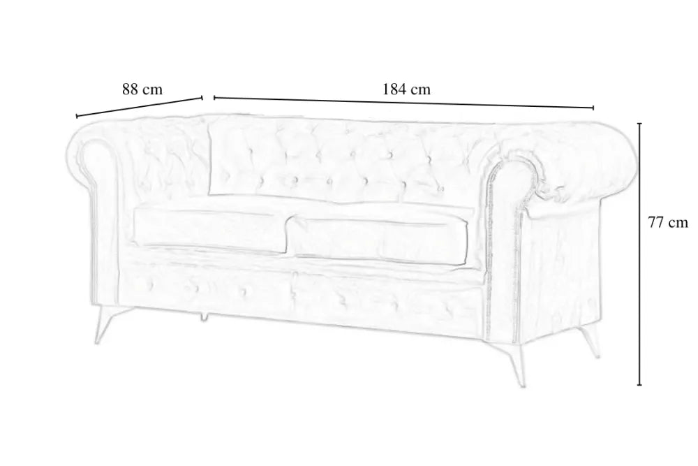 Canapé clouté TIFFANY 2 places velours MOKA 184x88cm
