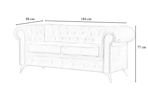 Canapé clouté TIFFANY 2 places velours MOKA 184x88cm