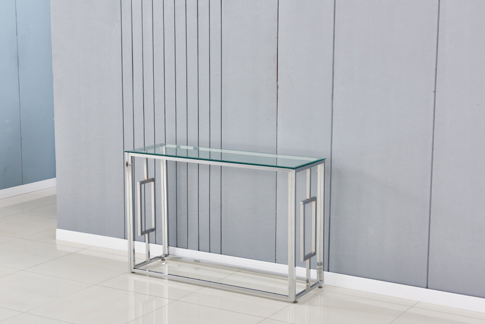Console SOPHIE chrome 120x40x78 cm #couleur_transparent