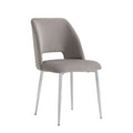 Chaise AVA pied CHROME VELOURS GRIS ET BEIGE