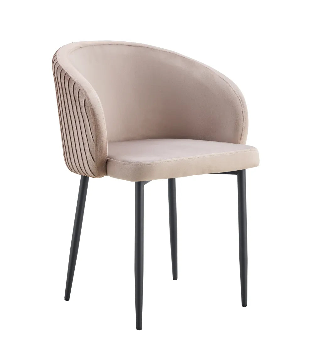 Chaise CARLITA PIED METAL NOIR velours BEIGE, TAUPE, MOKA, GRIS et NOIR