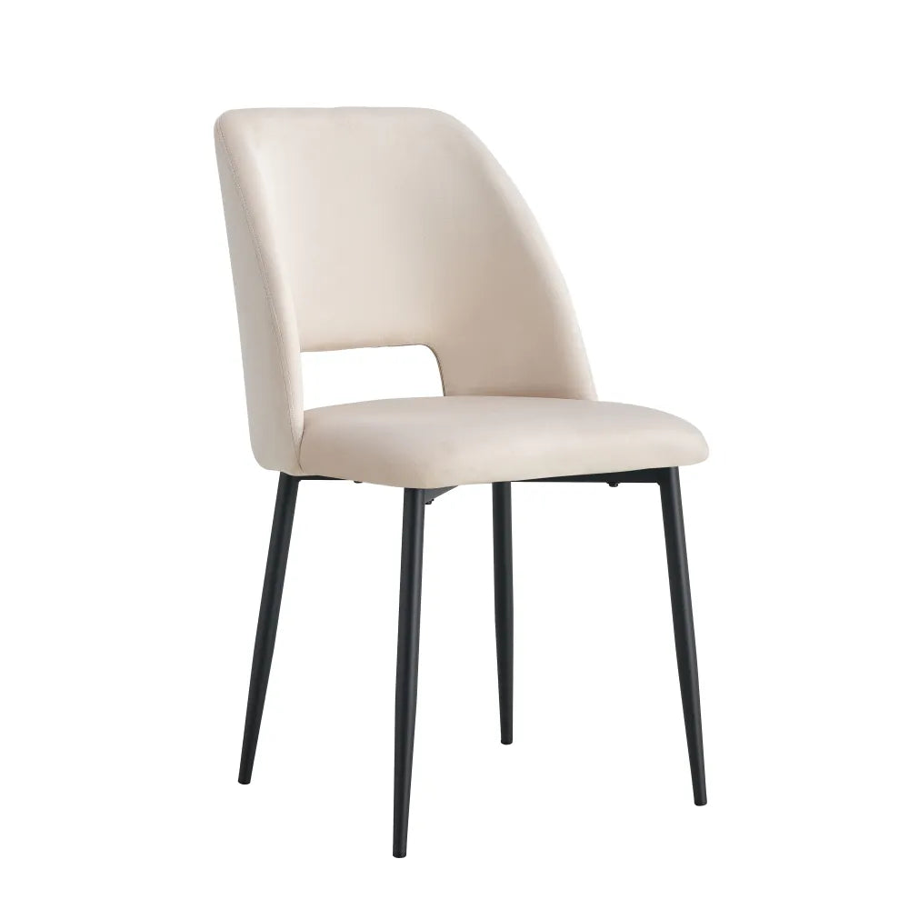 Chaise AVA métal NOIR velours TAUPE, GRIS ET BEIGE
