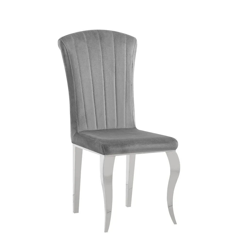 Lot de 6 Chaises baroque LOUIS Chrome Velours #couleur_anthracite