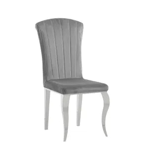 Chaise LOUIS chrome velours NOIR, ECRU, TAUPE, GRIS ET ARDOISE GRIS
