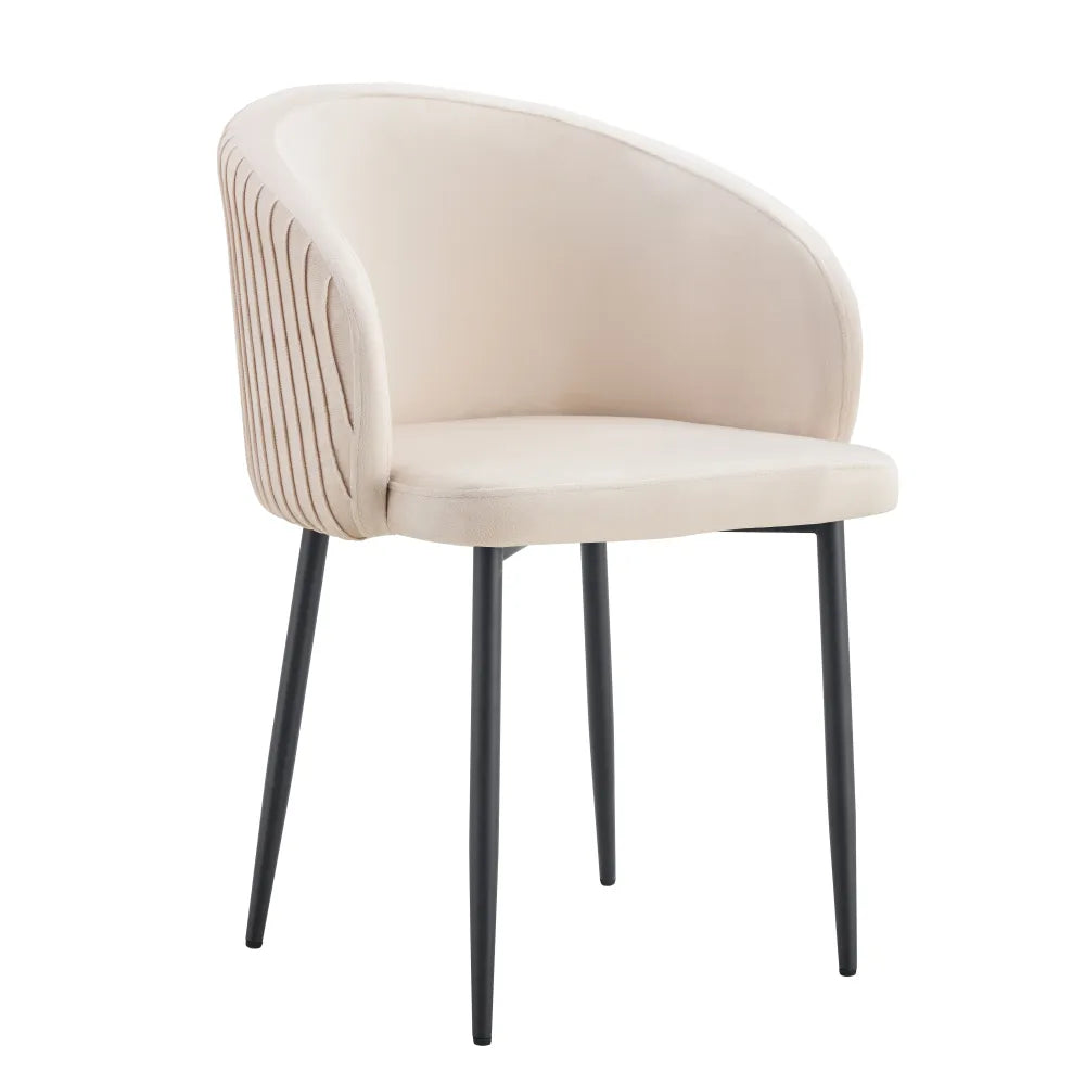 Chaise CARLITA PIED METAL NOIR velours BEIGE, TAUPE, MOKA, GRIS et NOIR