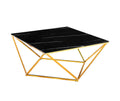 Table Basse ALINA Gold plateau en verre trempé 80x80x45 cm