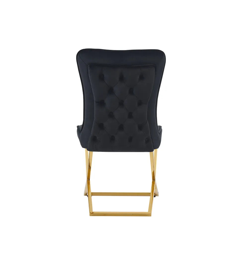Chaise GABRIELLE GOLD velours BEIGE, TAUPE, ANTHRACITE et NOIR