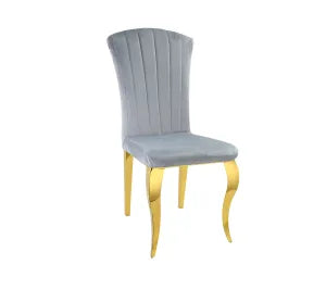 Chaise Louis GOLD en velours NOIR, GRIS, TAUPE, BEIGE et ECRU