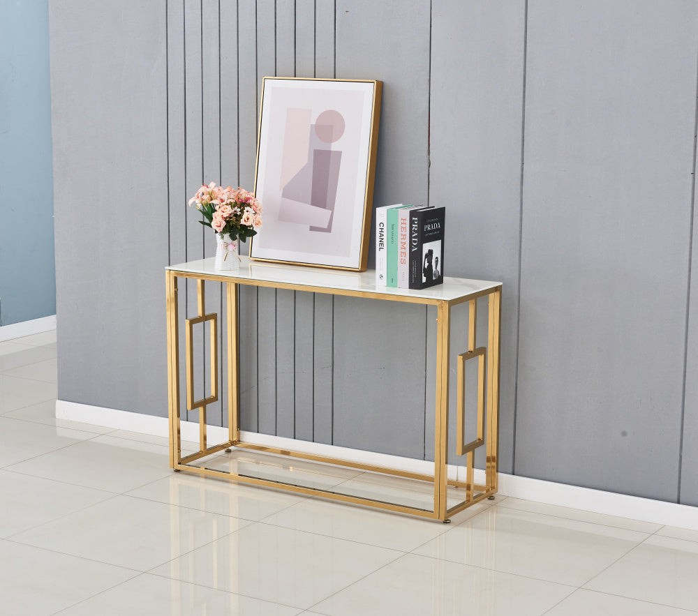 Console SOPHIE gold 120x40x78 cm #couleur_marbré-blanc
