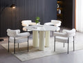 Table repas ANAIS PIED BEIGE PLATEAU CERAMIQUE MARBRE BLANC 120cm