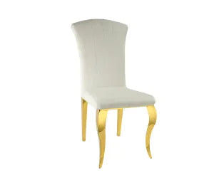 Chaise Louis GOLD en velours NOIR, GRIS, TAUPE, BEIGE et ECRU