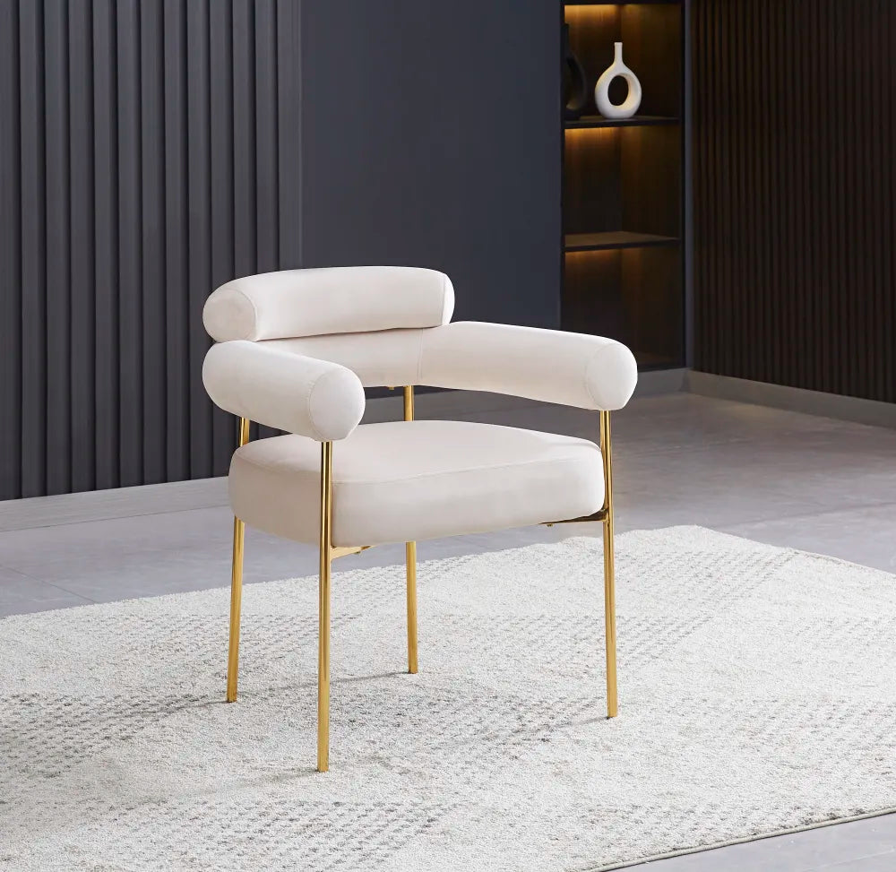 Chaise BULLE pied GOLD velours BEIGE