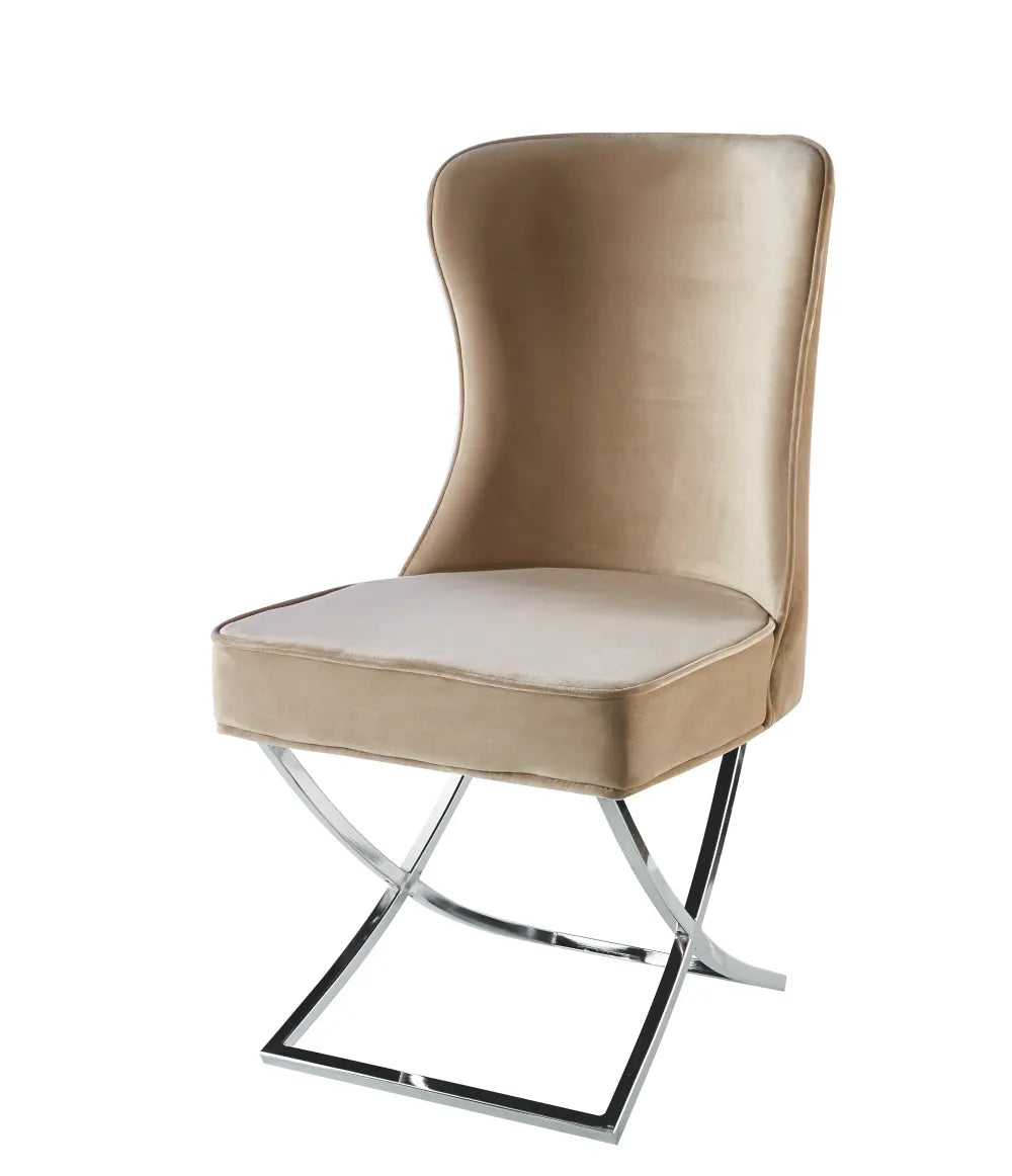 Chaise GABRIELLE pied CHROME velours BEIGE, TAUPE, ANTHRACITE, NOIR