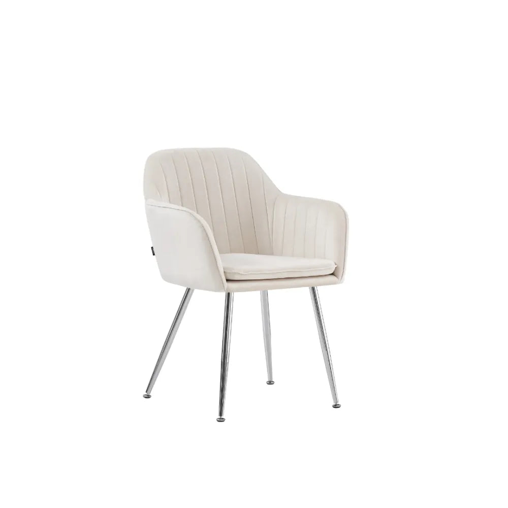 Chaise CANVAS pieds CHROME velours BEIGE, TAUPE, GRIS et ANTHRACITE