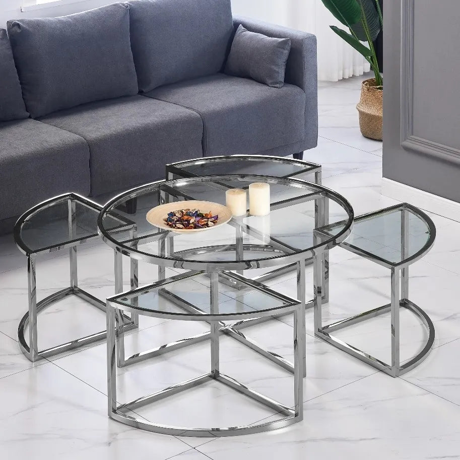 Table basse ELVE chrome transparent 90x45cm