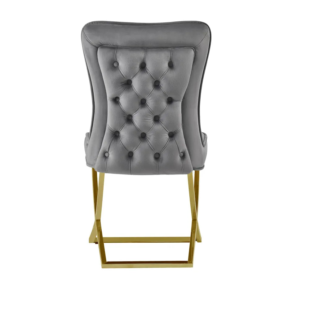 Chaise GABRIELLE GOLD velours BEIGE, TAUPE, ANTHRACITE et NOIR