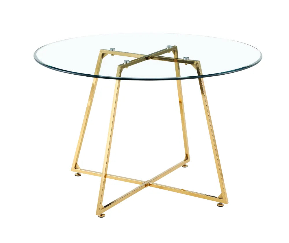 Table de repas HELOISE gold transparent 120cm de diamètre