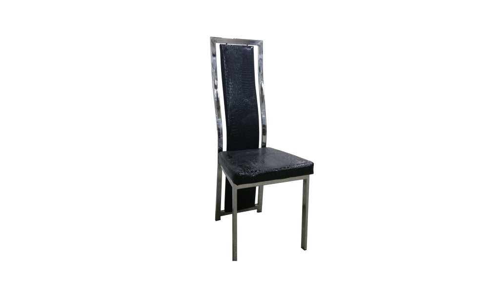 Lot de 6 chaises Dana simili cuir contour chromé #couleur_croco-noir
