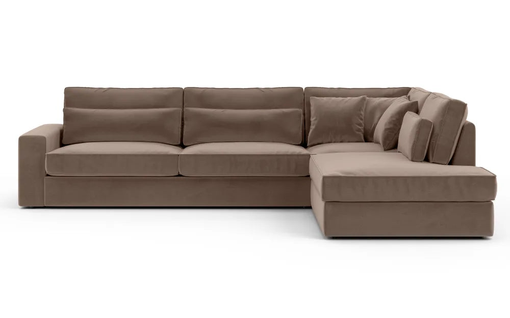 Canapé le BRISTOLA angle droit velours MOKA 315x230cm