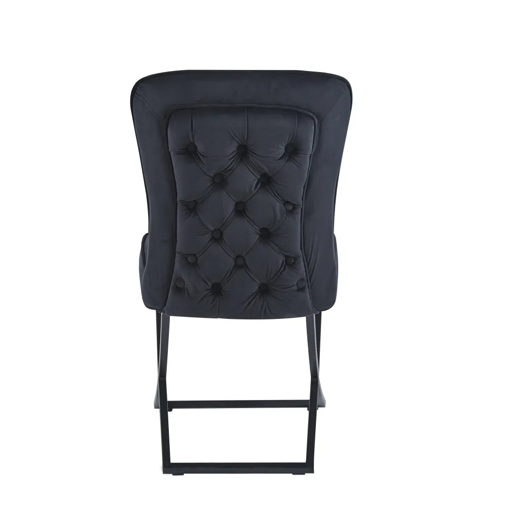 Chaise GABRIELLE METAL NOIR velours BEIGE, TAUPE, ANTHRACITE et NOIR