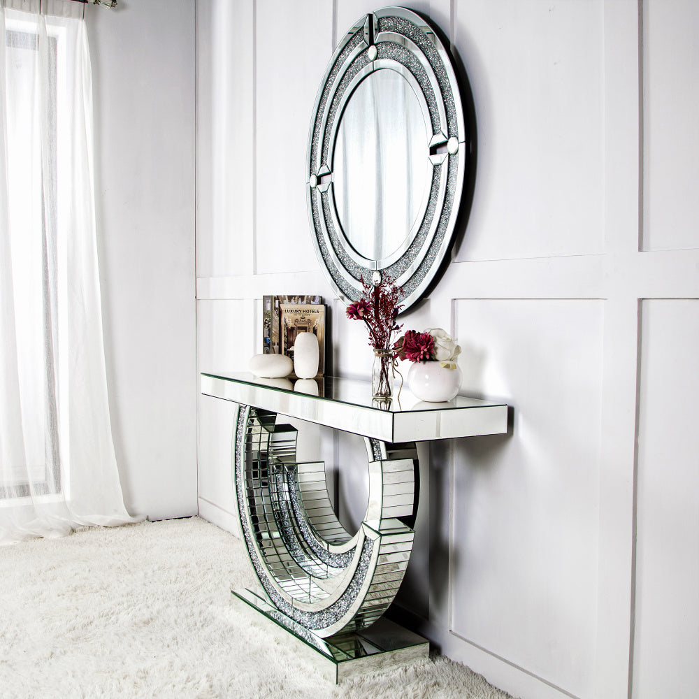 Meuble Console TOURBILLON Miroir et Strass Luxury 120x35x80 cm