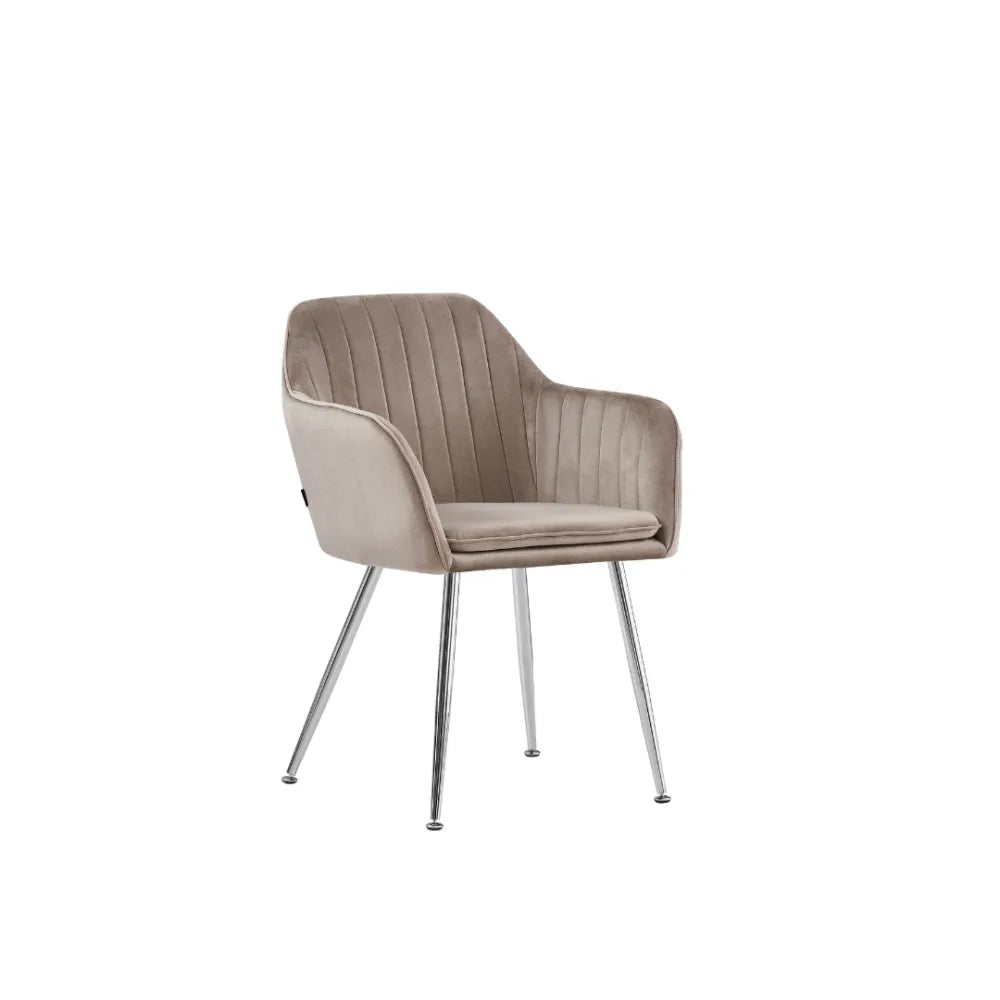 Chaise CANVAS pieds CHROME velours BEIGE, TAUPE, GRIS et ANTHRACITE