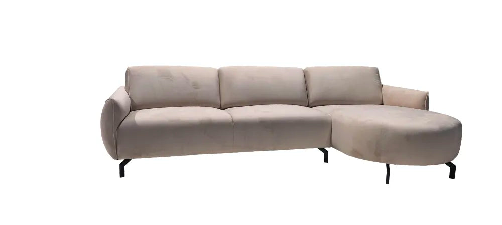 Canapé CARLTON ANGLE GAUCHE VELOURS BEIGE ET NOIR 299X160