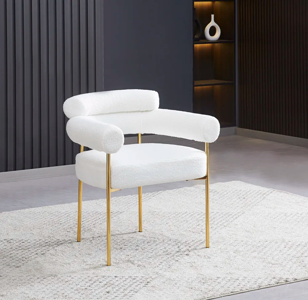 Chaise BULLE pied gold doudou BLANC