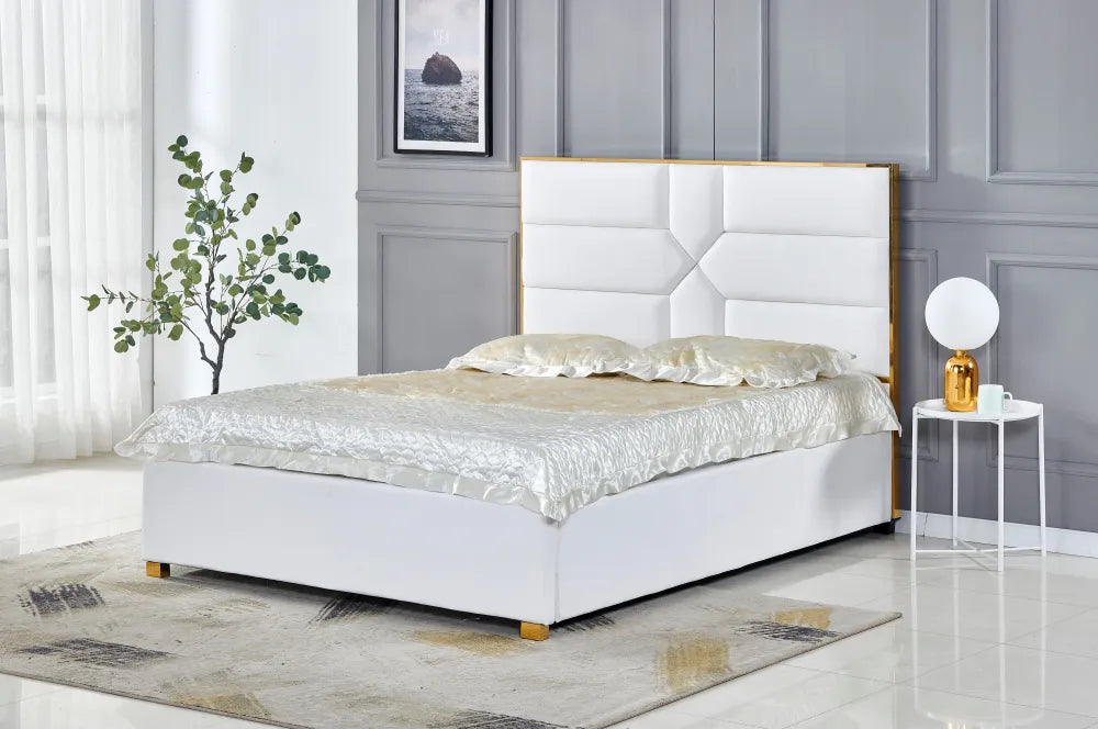Lit MARK en simili cuir BLANC 160x200cm