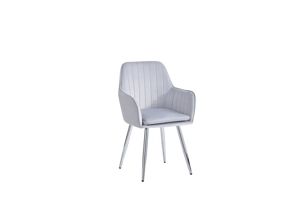 Chaise CANVAS pieds CHROME velours BEIGE, TAUPE, GRIS et ANTHRACITE