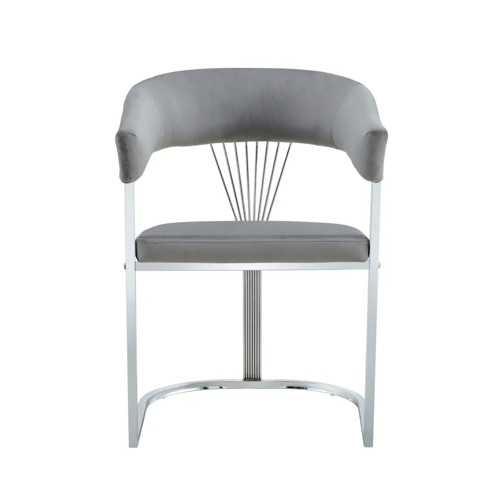Chaise BRITTANY CHROME velours gris SILVER, BEIGE