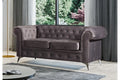 Canapé clouté TIFFANY 2 places velours GRIS 184x88cm