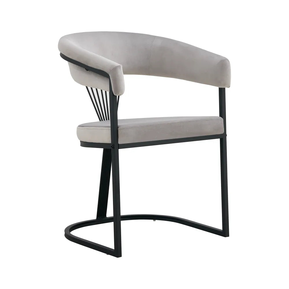 Chaise BRITTANY métal NOIR velours GRIS