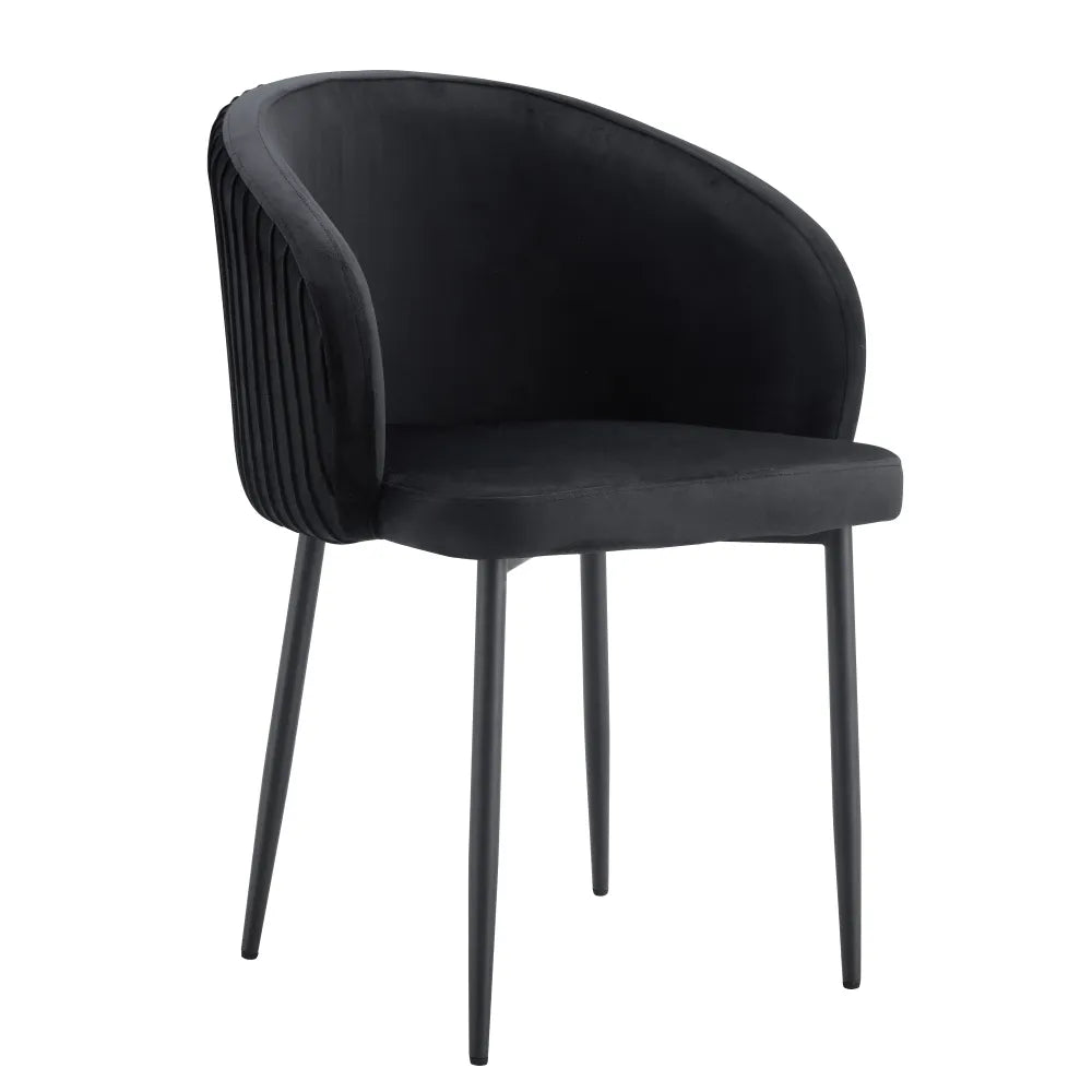 Chaise CARLITA PIED METAL NOIR velours BEIGE, TAUPE, MOKA, GRIS et NOIR