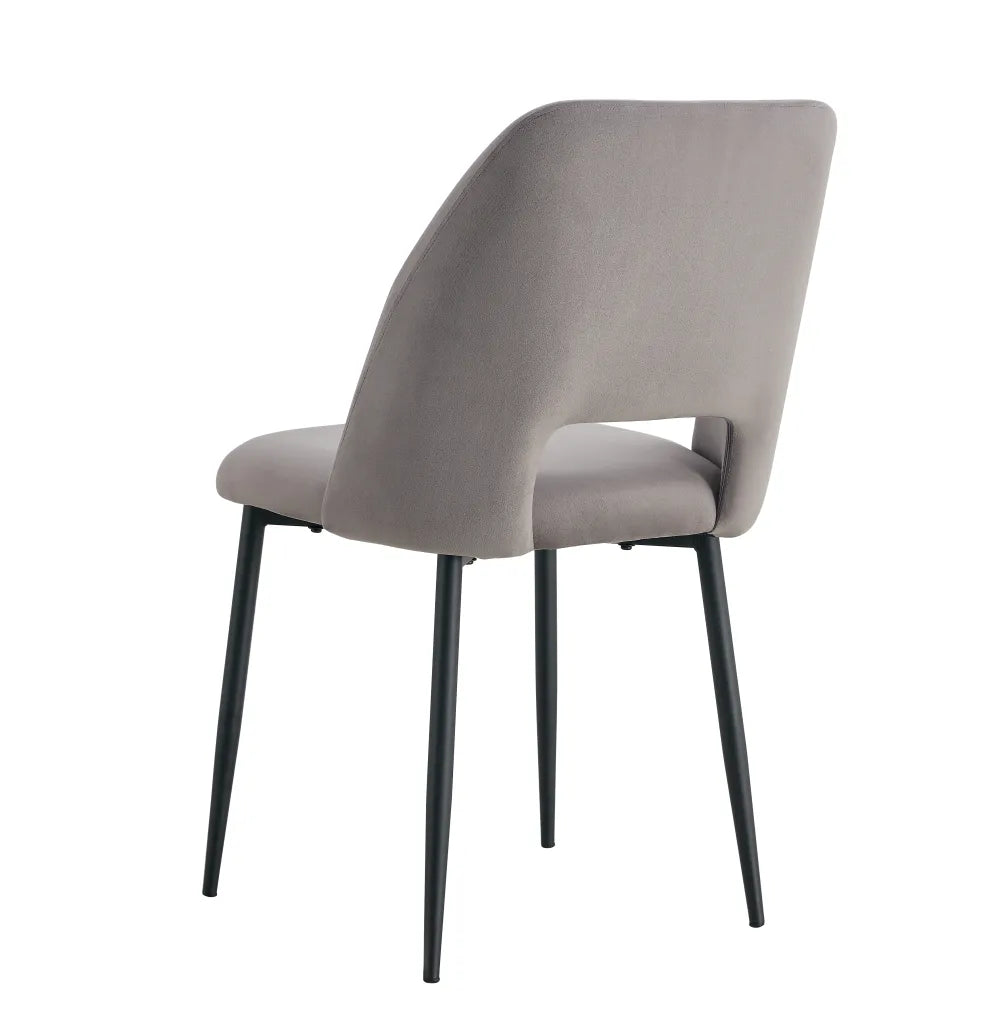 Chaise AVA métal NOIR velours TAUPE, GRIS ET BEIGE