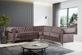 Canapé d'angle clouté TIFFANY velours MOKA 263x263cm