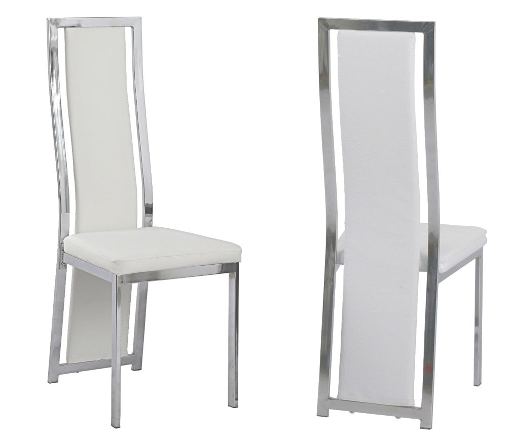 Lot de 6 chaises Dana simili cuir contour chromé #couleur_blanc