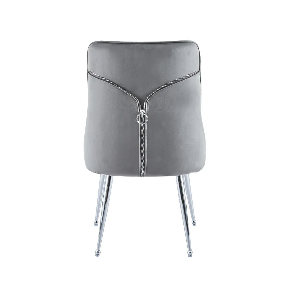 Chaise ZIP PIED CHROME velours MOKA, BEIGE, ANTHRACITE, NOIR et ROSE