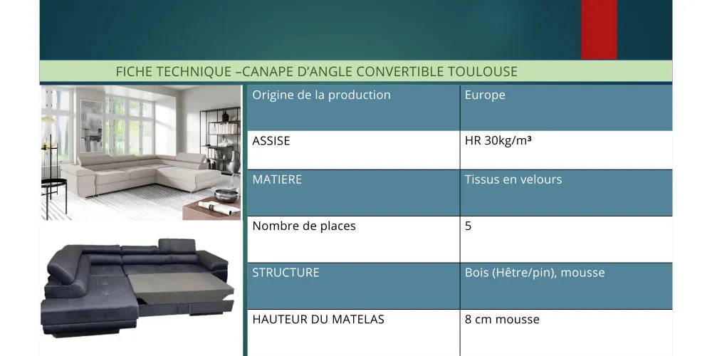 Canapé TOULOUSE angles gauche gris anthracite 275x205cm