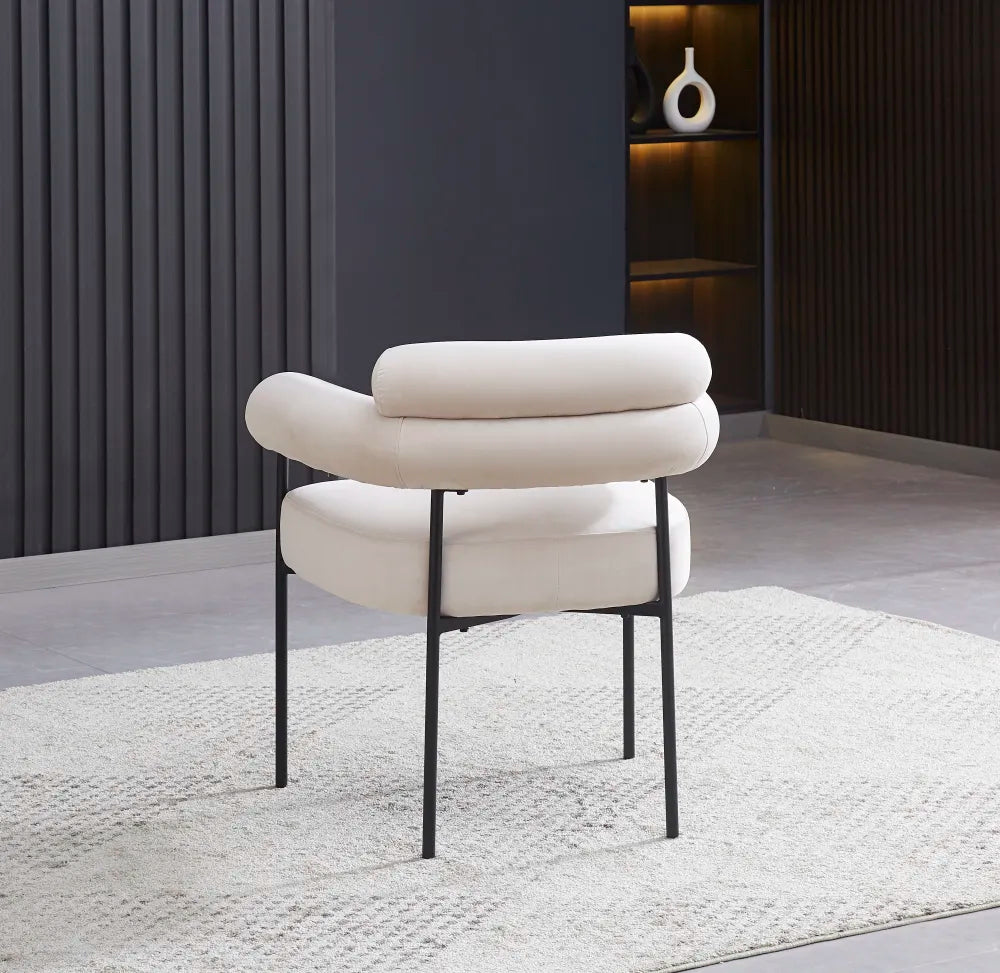 Chaise BULLE pied METAL NOIR serge GRIS et velours BEIGE