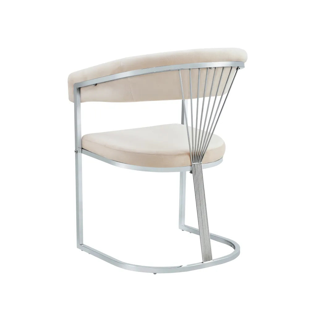 Chaise BRITTANY CHROME velours gris SILVER, BEIGE