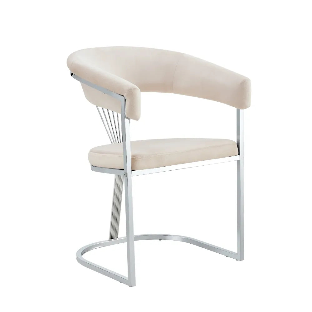 Chaise BRITTANY CHROME velours gris SILVER, BEIGE