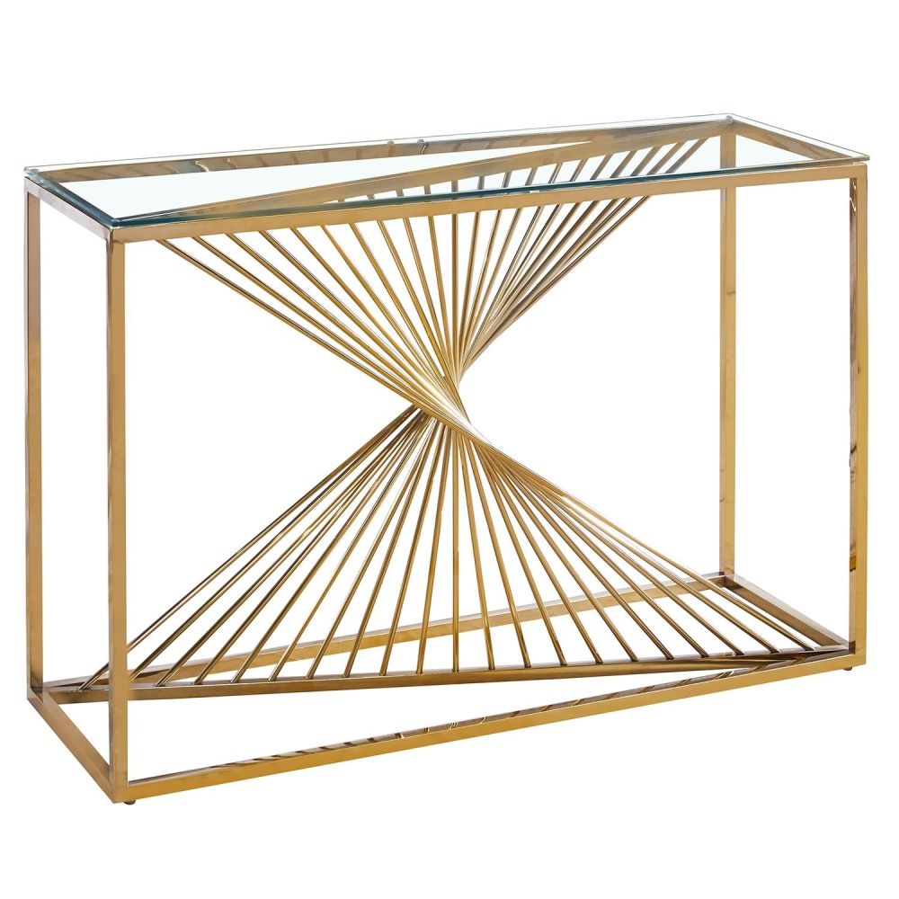 Console luxury BRITTANY en verre Transparent #couleur_gold