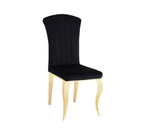 Chaise Louis GOLD en velours NOIR, GRIS, TAUPE, BEIGE et ECRU