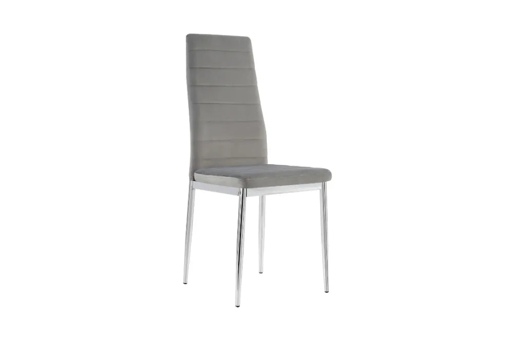 Lot de 6 chaises TOLIA chrome velours #couleur_gris