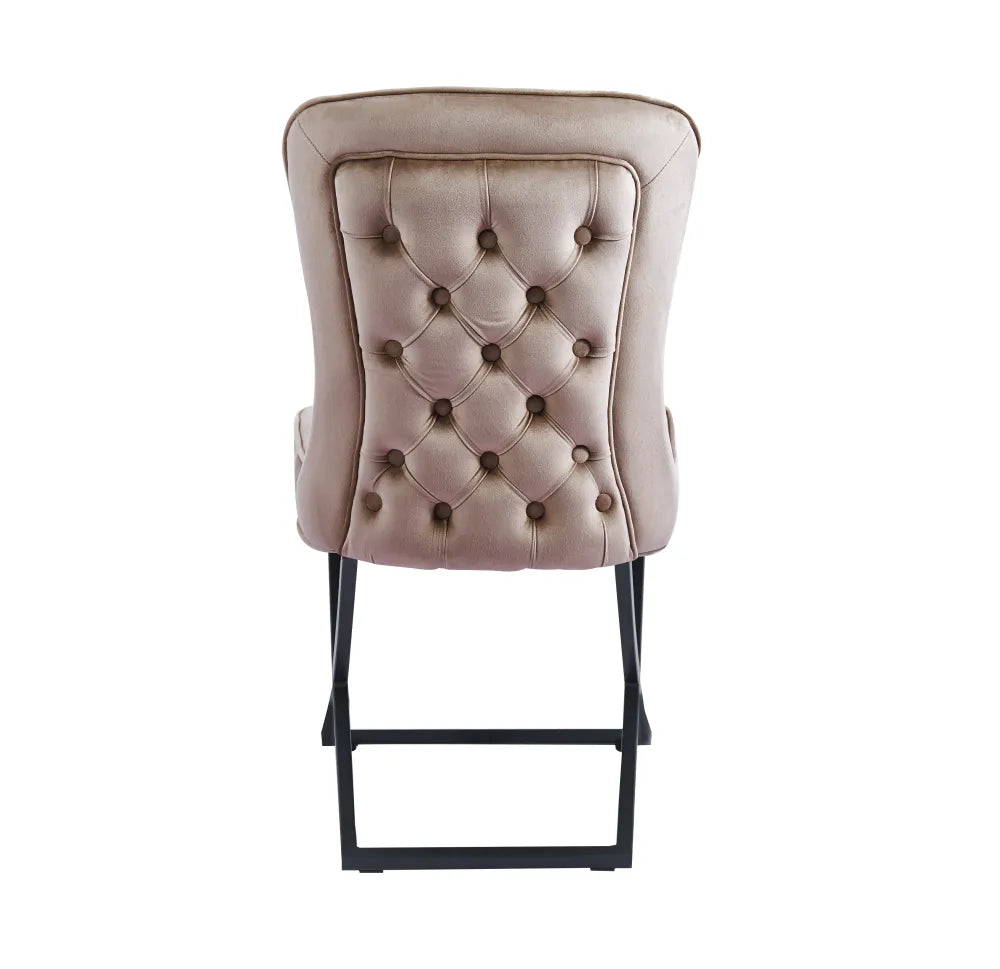 Chaise GABRIELLE METAL NOIR velours BEIGE, TAUPE, ANTHRACITE et NOIR