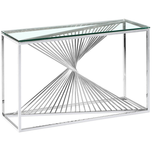 Console luxury BRITTANY en verre Transparent #couleur_chrome