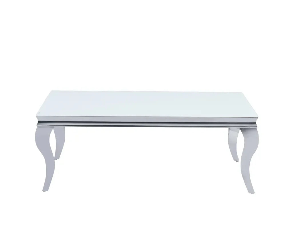 Table basse BAROQUE Chrome  120x60x45 cm #couleur_blanc