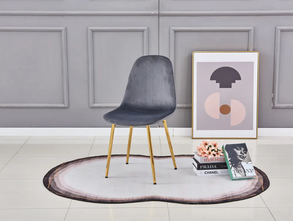 Chaise SCANDINAVE GOLD velours ANTHRACITE
