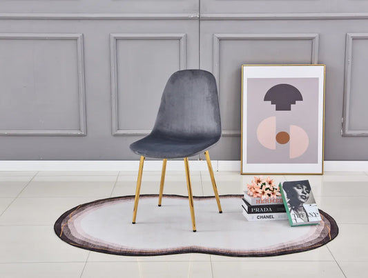 Chaise SCANDINAVE GOLD velours ANTHRACITE